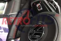 dsg automatic vw t6 custom flat bottom steering wheel retrim red stitch
