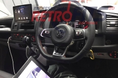 dsg flappy pedals vw t6 flat bottom rline golf white stitch steering wheel
