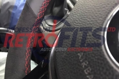 vw t6 custom alcantara flat bottom steering wheel retrim red stitch  dsg upgrade   22