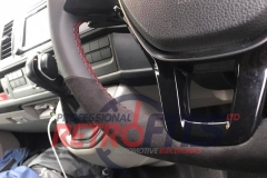 vw t6 custom alcantara flat bottom steering wheel retrim red stitch  dsg upgrade   3