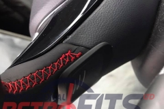 vw t6 custom alcantara flat bottom steering wheel retrim red stitch  dsg upgrade   4