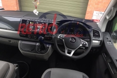 vw t6 custom flat bottom steering wheel retrim orange stitch silver trim  dsg  cruise control buttons