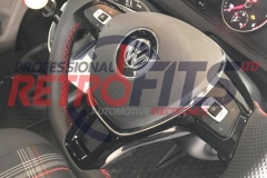 vw t6 custom flat bottom steering wheel retrim red stitch 3