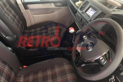 vw t6 custom flat bottom steering wheel retrim red stitch 6